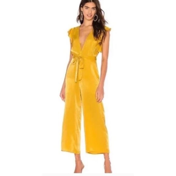 Tularosa Pants - Tularosa Sunset Yellow Ruffle Sleeve Jumpsuit